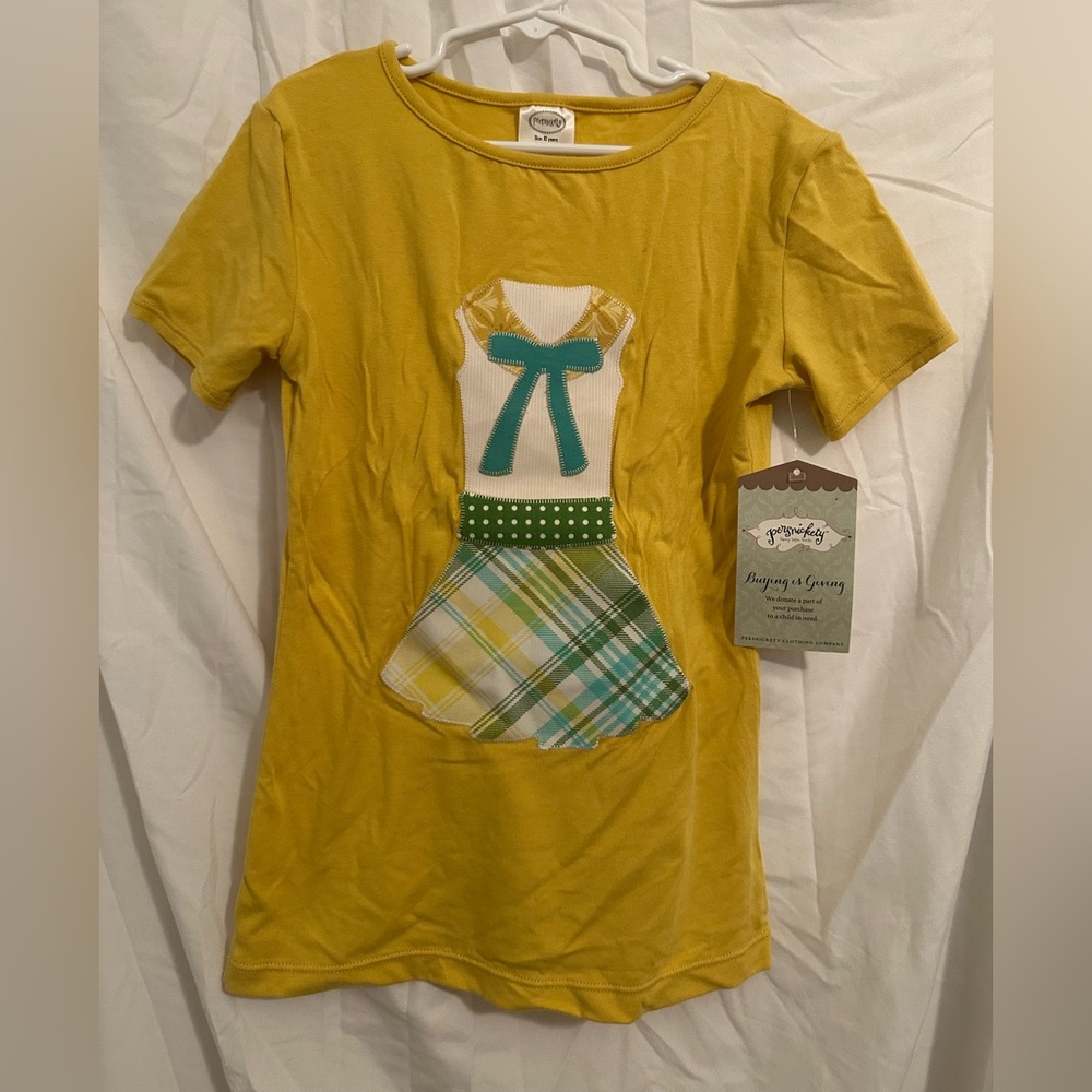 Persnickety Yellow Tee with Plaid Dress Design